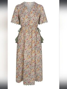 Baybala Lindsey Dress Meadow print floral cotton pockets cottagecore Medium NWT